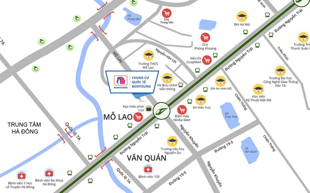 Vị trí tòa CT5 trong tổng thể dự án Booyoung Vina Mỗ Lao